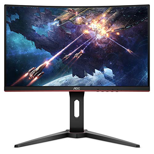  AOC C24G1 24 フィート曲面フレームレス ゲーミング モニター、FHD 1080p、1500R VA パネル、1ms 144Hz、FreeSync、高さ調整可能、VESA、3 年間ゼロデッドピクセル...