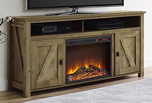 Ameriwood Home Farmington Electric 暖炉 TV コンソール、最大 60 フィートのテレビ用、ナチュラル -