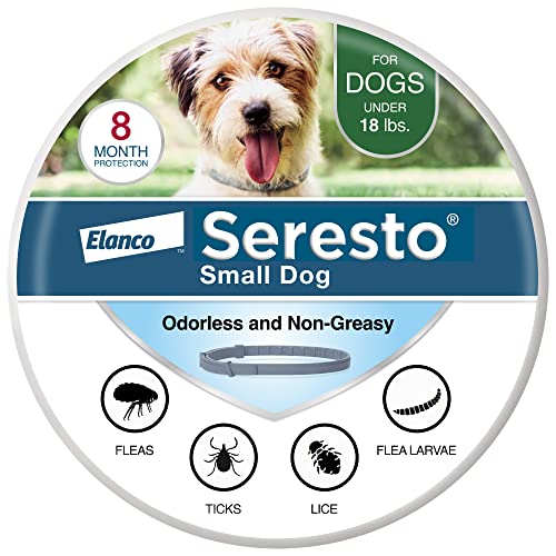 Seresto 小型犬用獣医推奨のノミ・ダニ治療・予防首輪、体重18ポンド以下の犬用。 | 8か月の保護