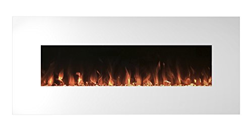 Northwest 電気暖炉壁掛け式、色が変わるLED炎とリモコン、50インチバイ(ホワイト)