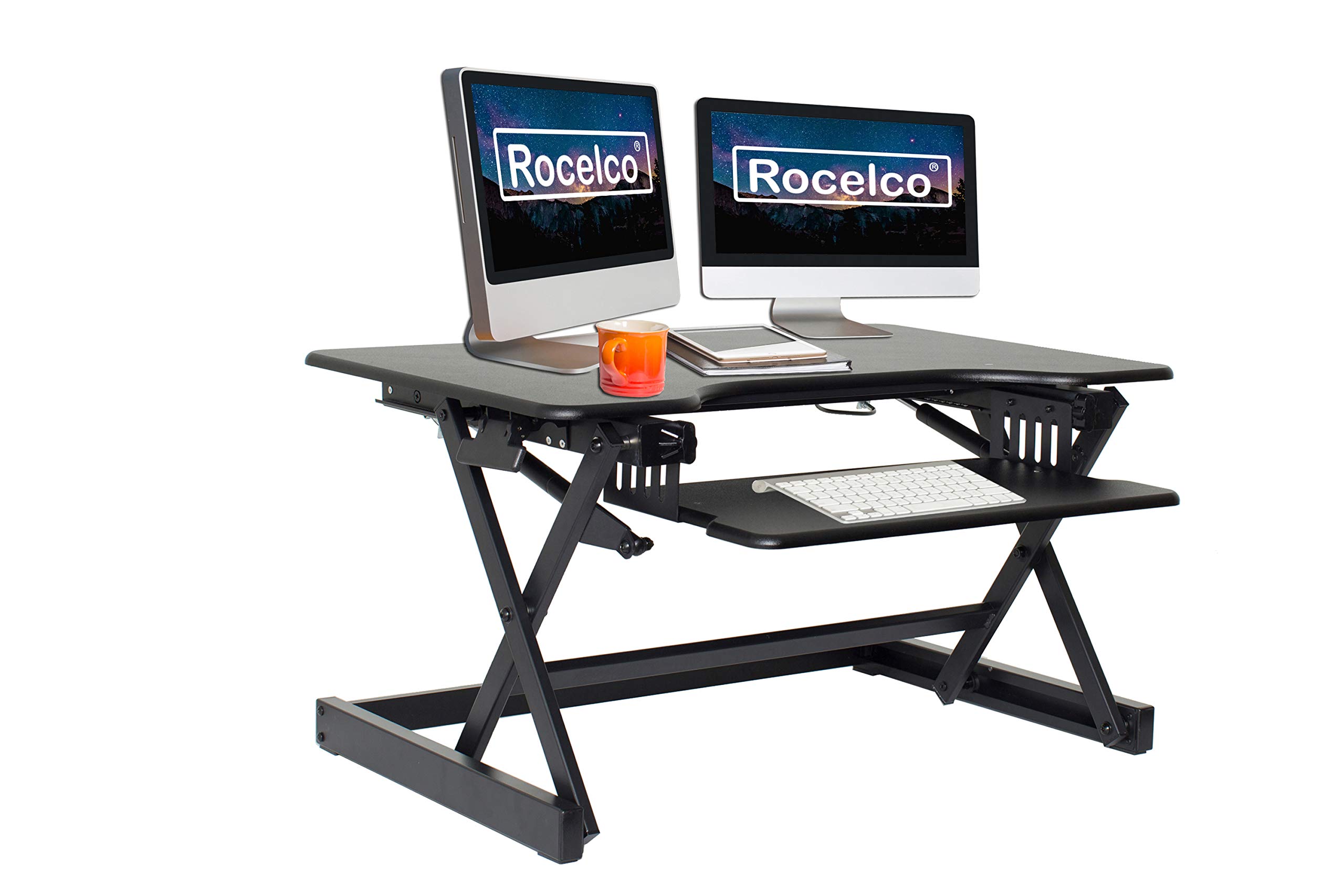 Rocelco 高さ調節可能なスタンディングデスクコンバータ...