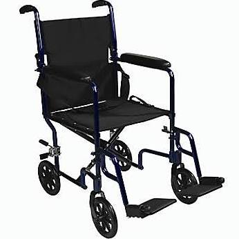Roscoe Medical KTA1916SA-BLアルミニウム製輸送用車椅子、青