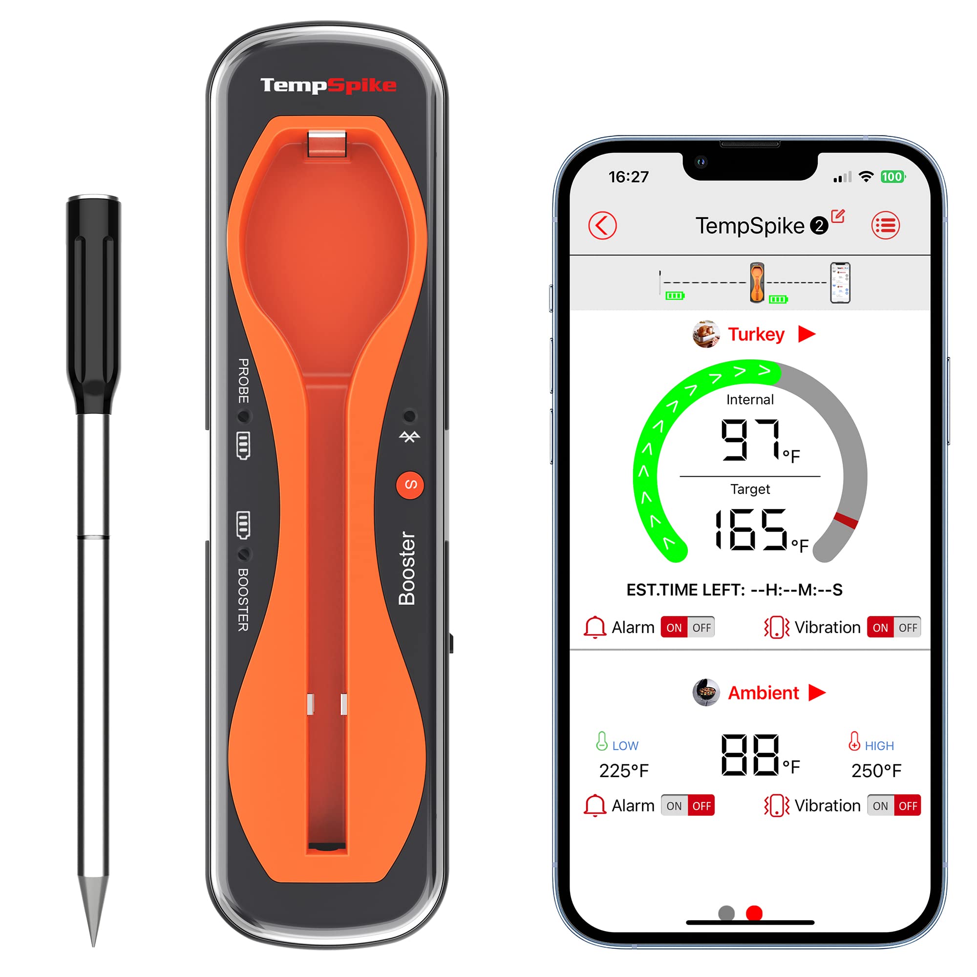  ThermoPro TempSpike 500FT 真ワイヤレス肉温度計、グリルおよび喫煙用 Bluetooth 肉温度計、バーベキューオーブン喫煙者ローティサリー真空調理用肉温度計...