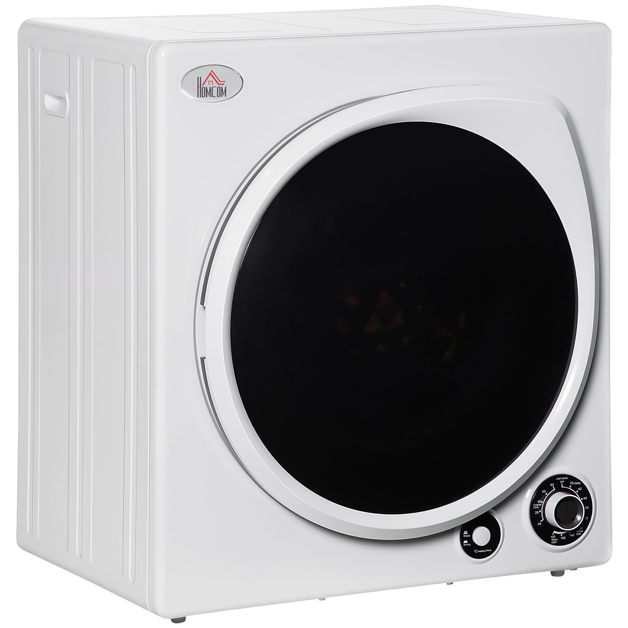HomCom 自動乾燥機、1350W 3.22 Cu。フォート5つの乾燥モードとステンレス鋼浴槽を備えたポータブル衣類乾燥機、アパートまたは寮用、ホワイト