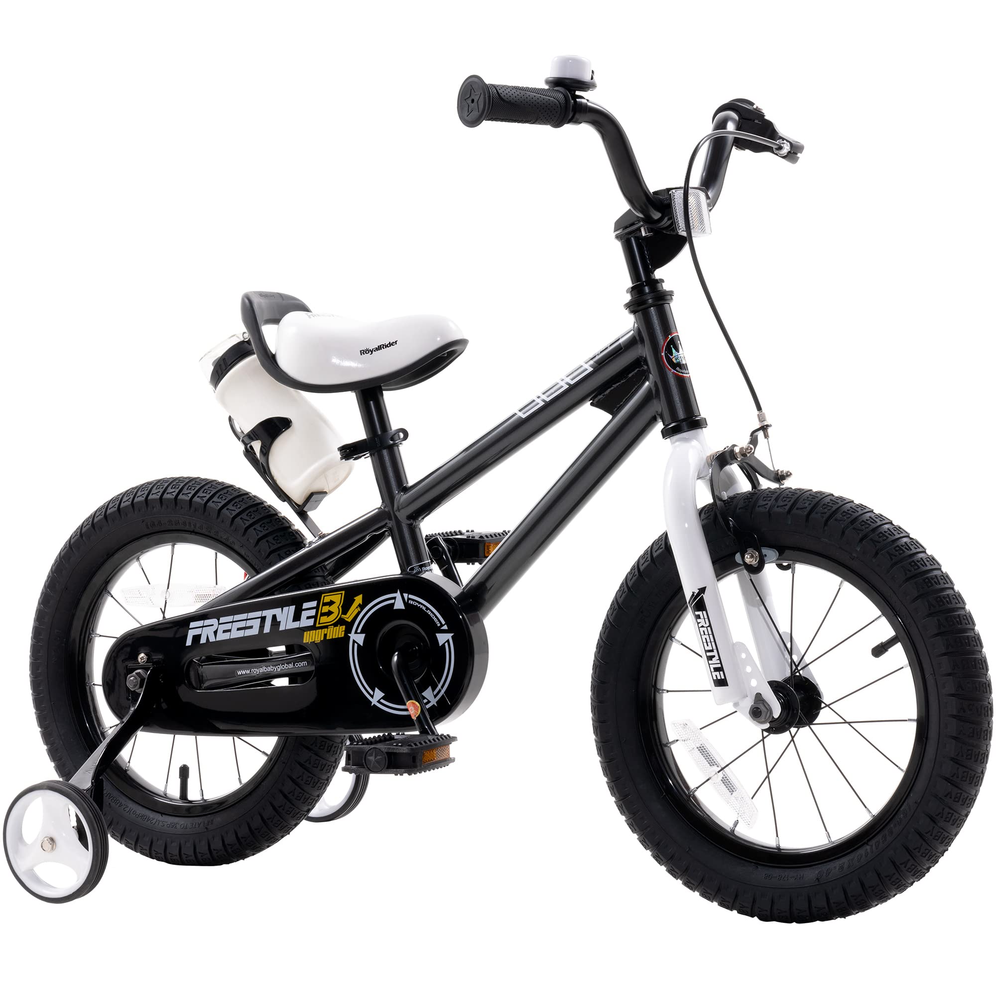 Royalbaby フリースタイル キッズバイク 男の子 女の子 16 インチ BMX 子供用自転車 補助輪とキックスタンド付き 対象年齢 4-7 歳 ブラック