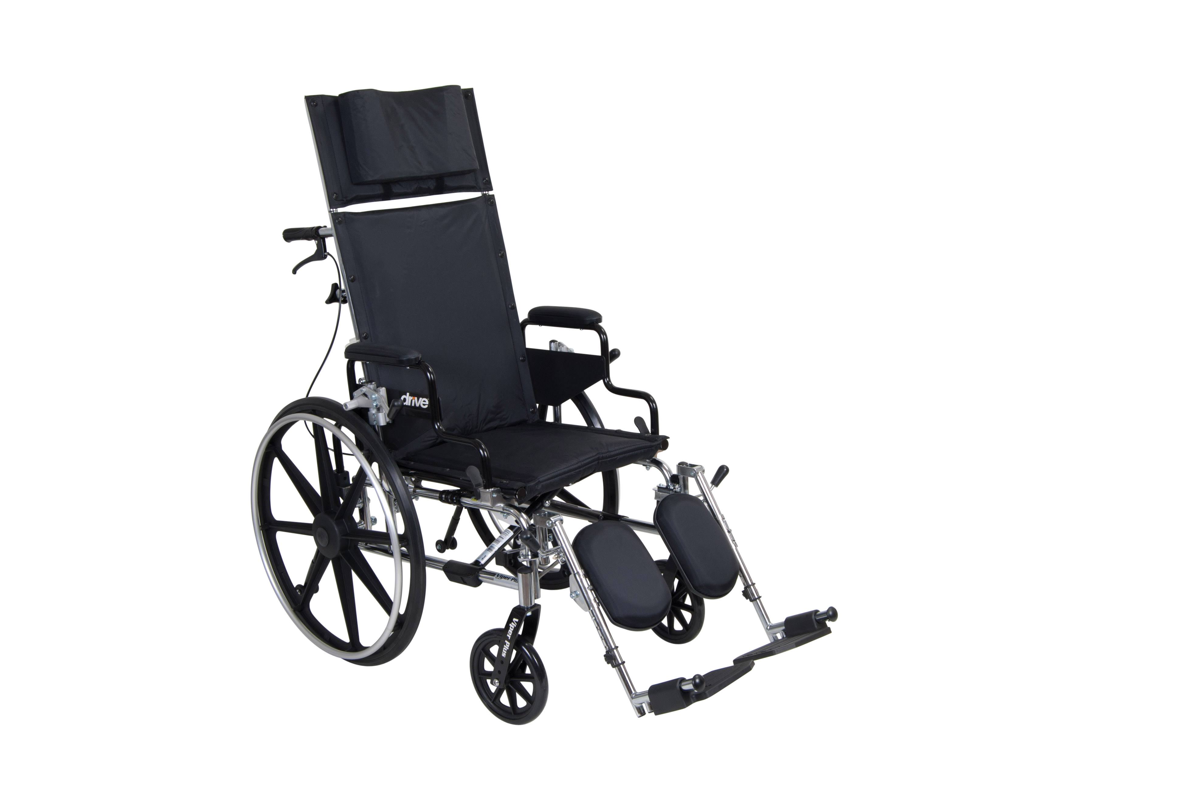 Drive Medical Viper Plus GTフルリクライニング車椅子、デスクアーム、18インチシート幅