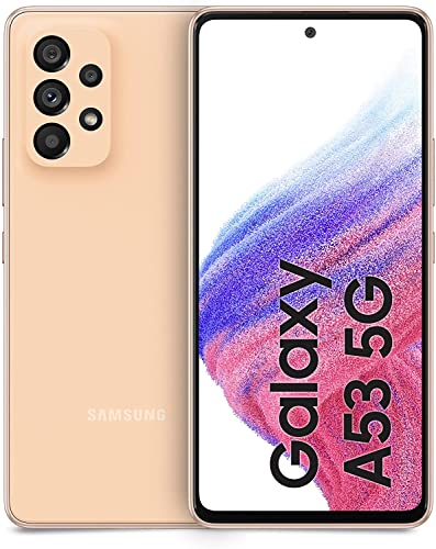 Samsung Galaxy A53 5G (SM-A536E/DS) デュアル SIM、128 GB 6GB RAM、工場出荷時ロック解除済み GSM、国際バージョン - 保証なし - (素晴らしいピーチ)