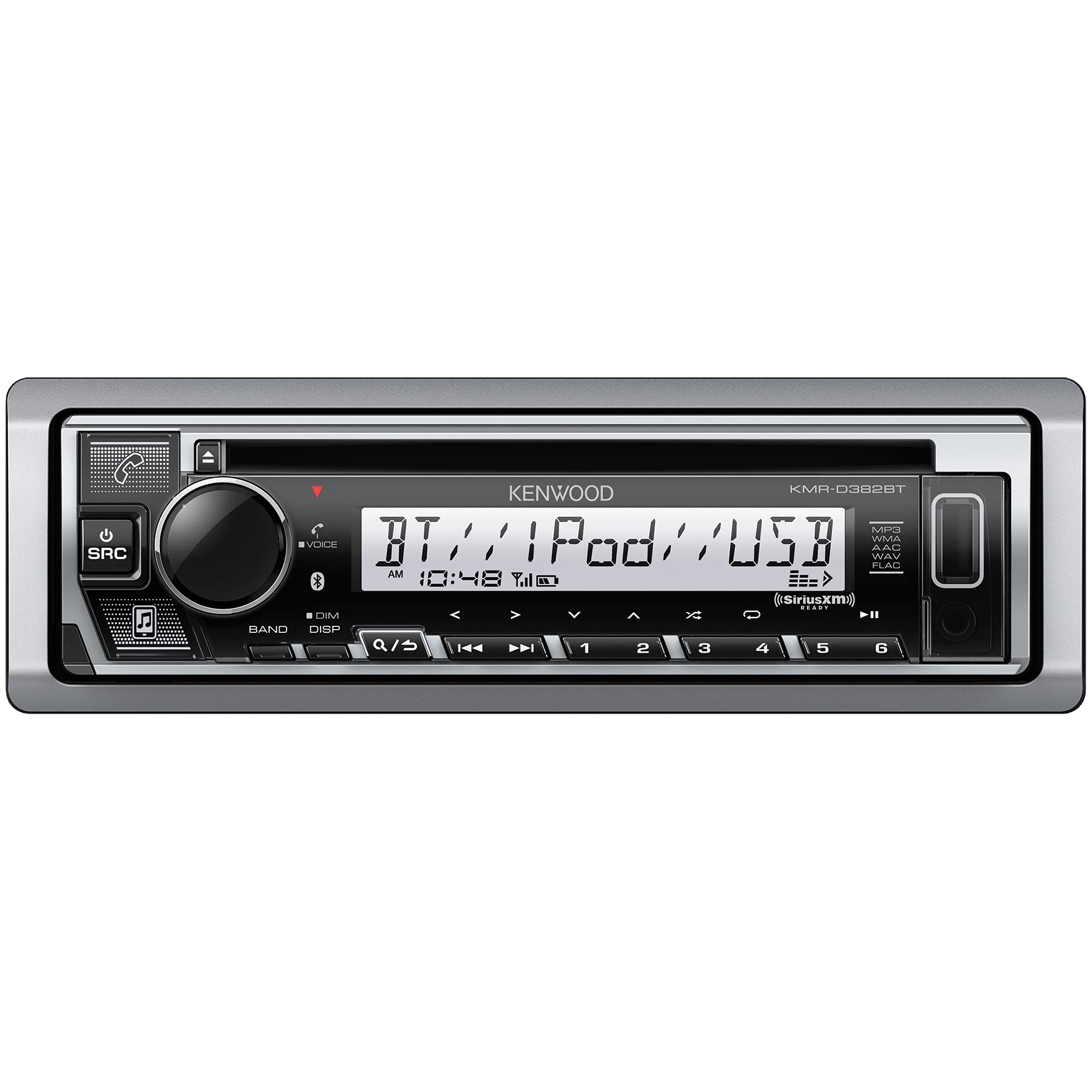 KENWOOD KMR-D382BT カー&マリンステレオ - シングル Din、Bluetooth オーディオ、CD USB MP3、Aux in、AM FM ラジオ SiriusXM 対応、耐候性、マルチカラー照明