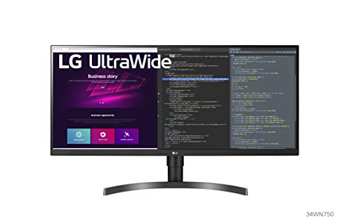  LG 34WN750-Bモニター34'21：9 WQHD（3440 x 1440）IPSディスプレイ、AMD FreeSync、デュアルコントローラー、オンスクリーンコントロール、3面ボーダレスデザ...