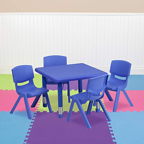 Flash Furniture 24インチの正方形プラスチック高さ調節可能なアクティビティテーブルセットと椅子...