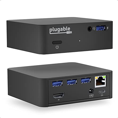  Plugable 85W 充電対応 USB C ドック Thunderbolt 3 および USB-C MacBook および一部の Windows ノートパソコンと互換性あり (HDMI 最大 4K@30Hz、イーサネット、4X USB...