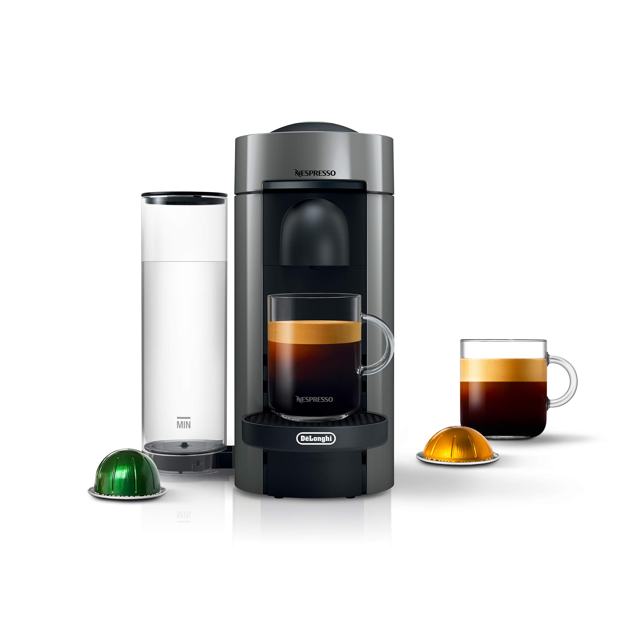 Nespresso VertuoPlus コーヒーおよびエスプレッソマシン、5 液量オンス、グレー...