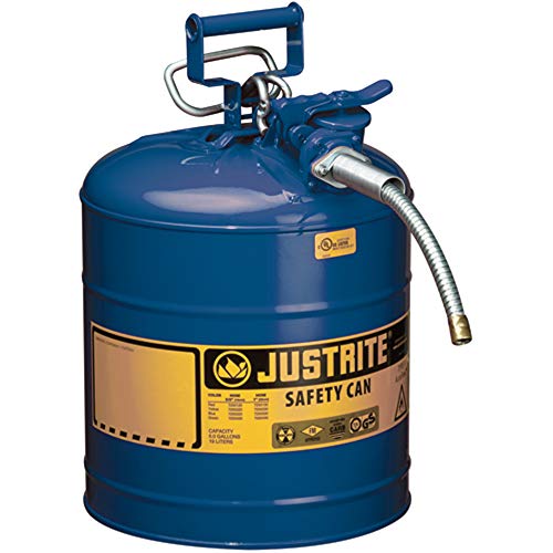 Justrite 可燃物用タイプ II AccuFlow スチール安全缶、5 ガロン、S/S フレームアレスター、5/8 インチ金属ホース