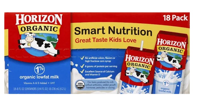 Horizon Organic 低脂肪牛乳-18カウント、各8液量オンス...